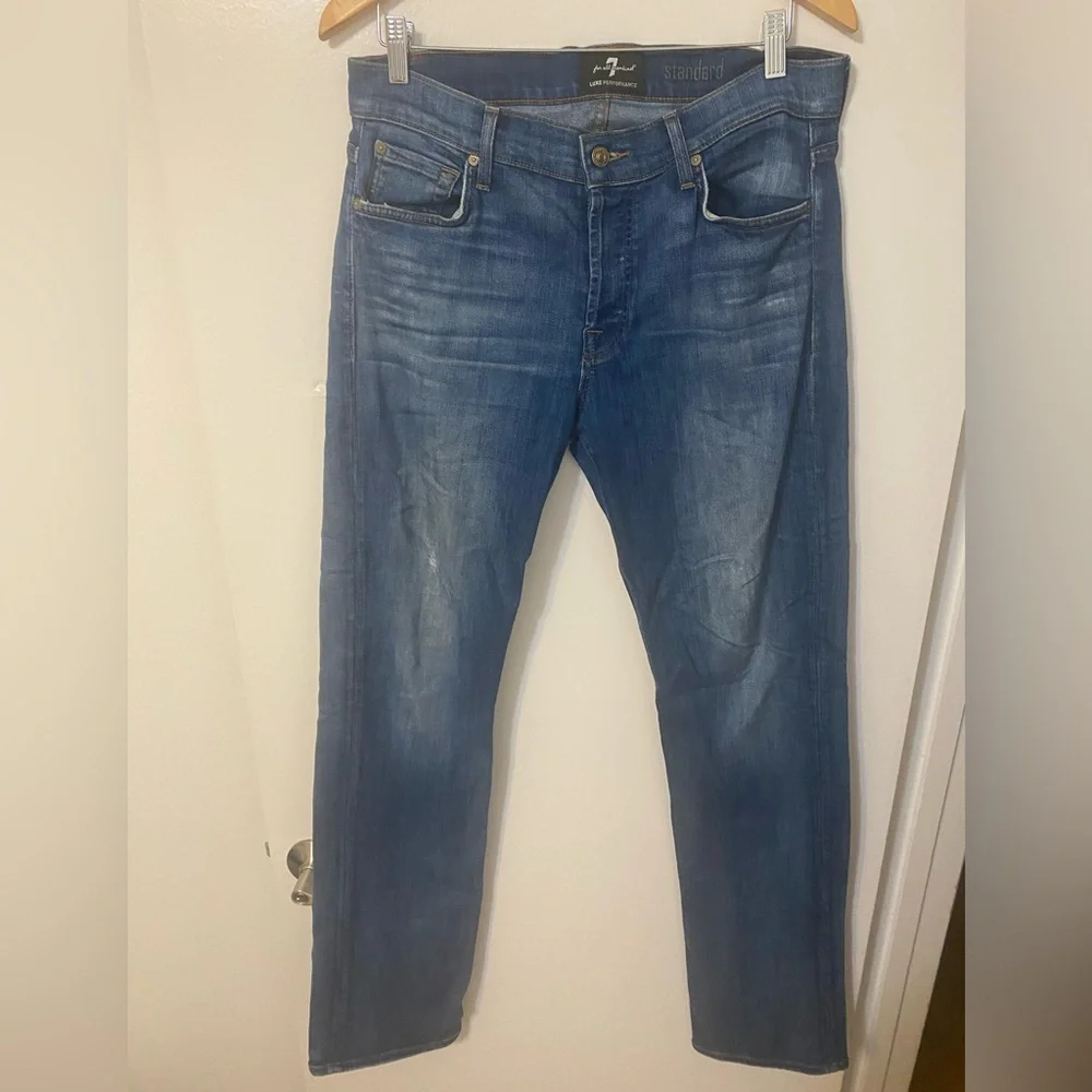 7 For All Mankind Luxe Performance Blue Straight Men's Jeans